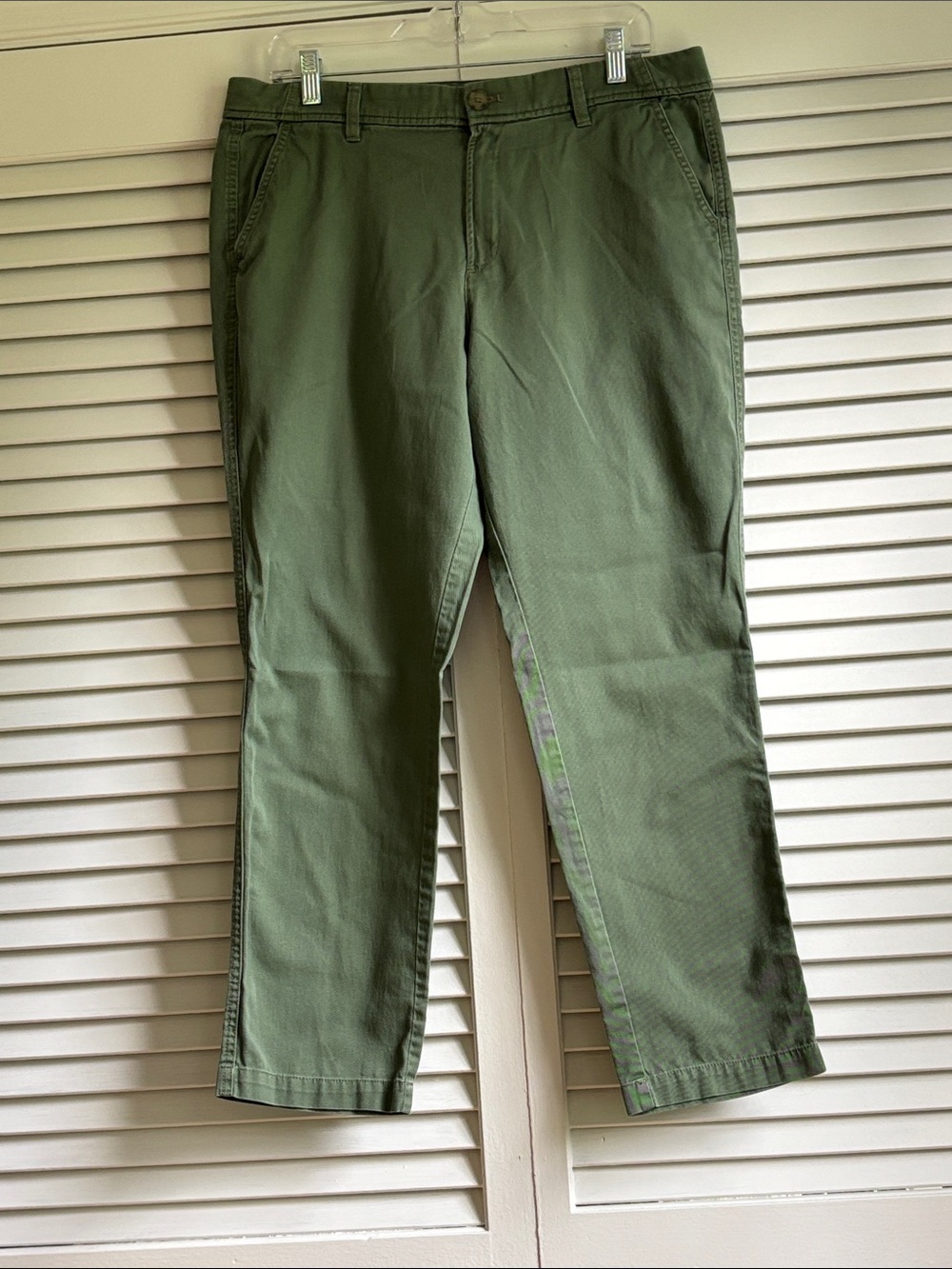 J.Crew Factory Olive Green Slim Boyfriend Chino Pants Size 12 100% Cotton